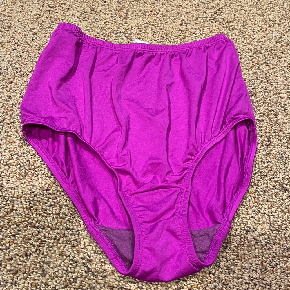 Olga fuchsia purple full cut panty brief panties Large 7 silky second skin EUC